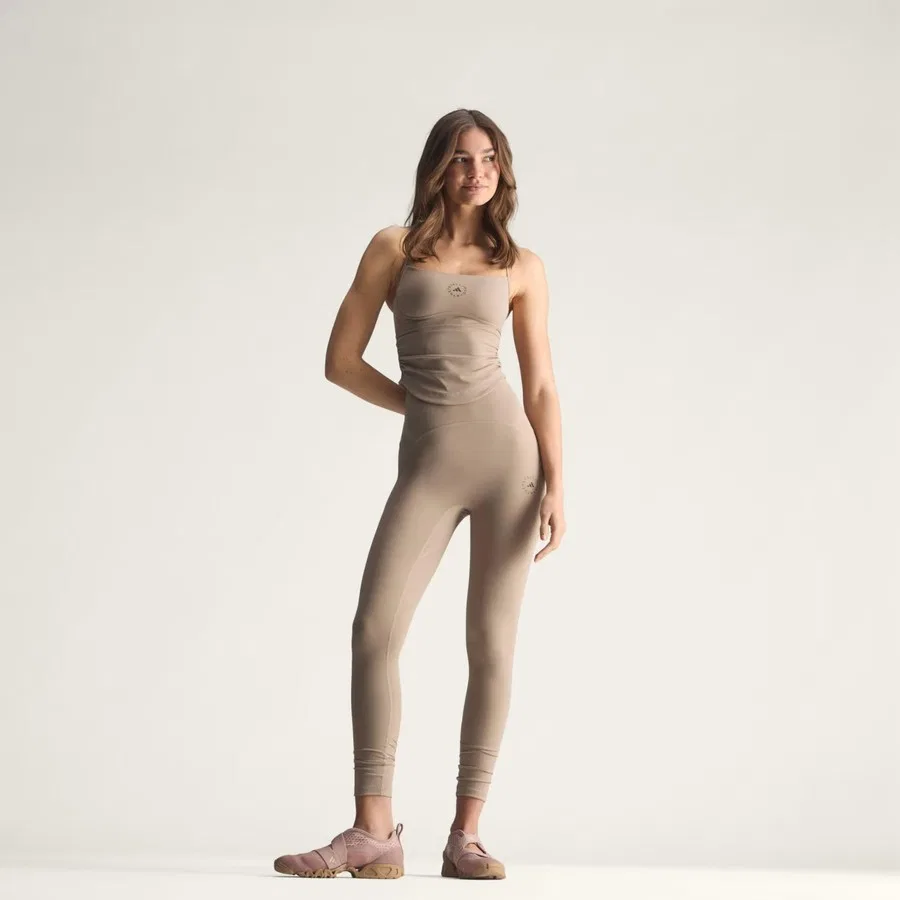 Женские леггинсы с защипами модель Studio Ruched adidas, Бежевый