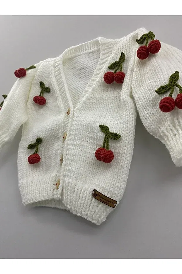 Детский кардиган для девочек с принтом Cherry Rozze Aksesuar, White — фото 3