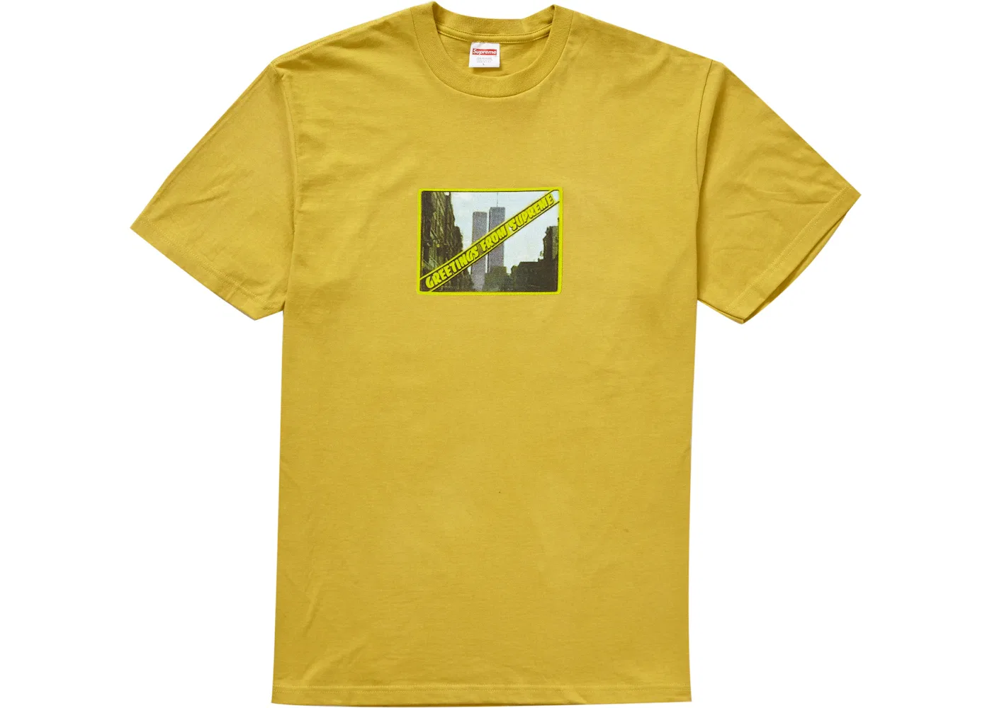 Мужская футболка с принтом Supreme Greetings Tee, Acid Yellow