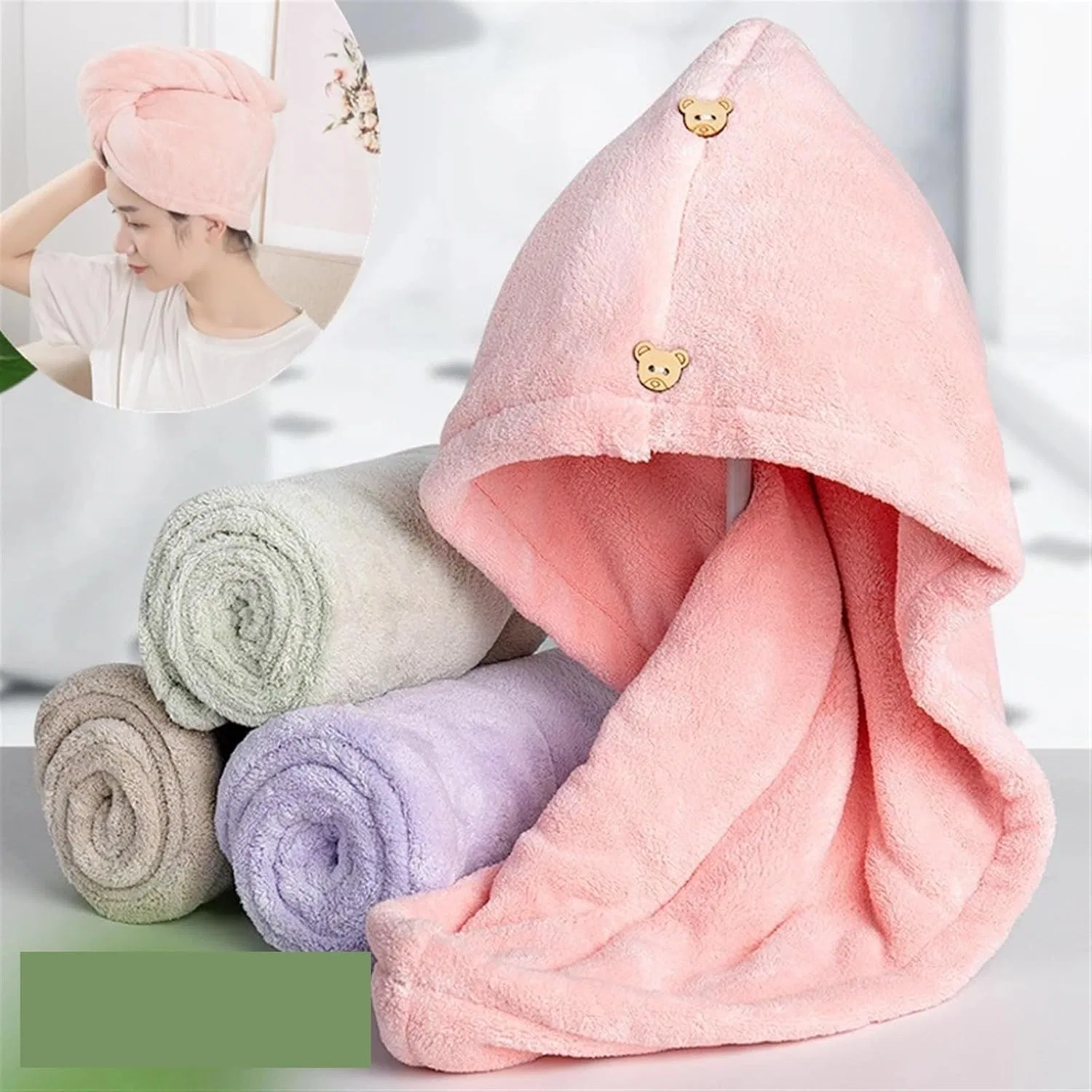 Микрофибровая шапочка для сушки волос TYNXK, 10 шт, Grey — фото 2