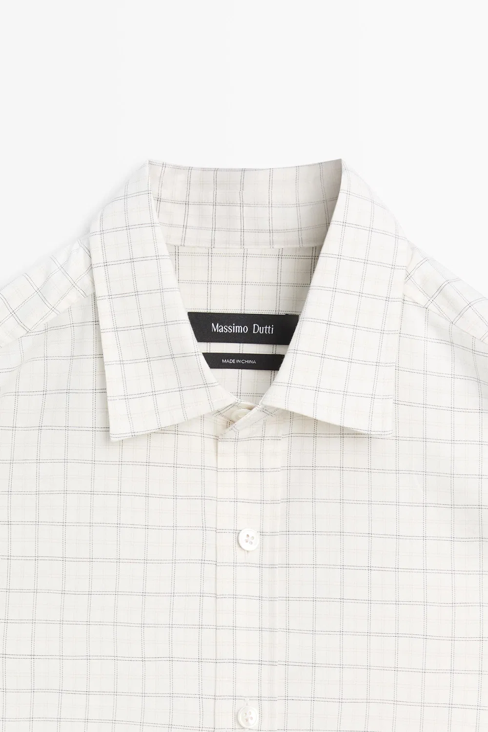 Рубашка Massimo Dutti 100% Cotton Regular Fit Check, светло-бежевый — фото 4