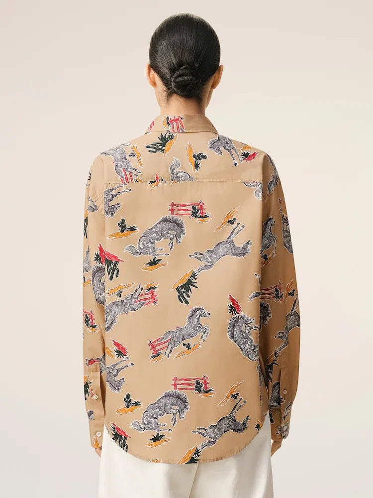 Рубашка с принтом Horse Print AMI PARIS, Beige — фото 4