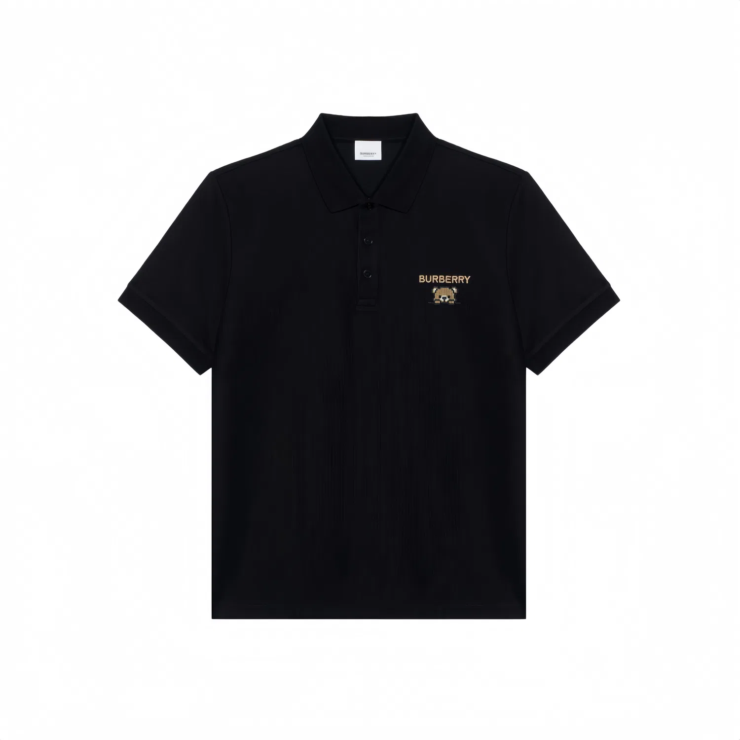 Футболка-поло с воротником и прямым кроем Black Pixel Bear Burberry, Black Pixel Bear