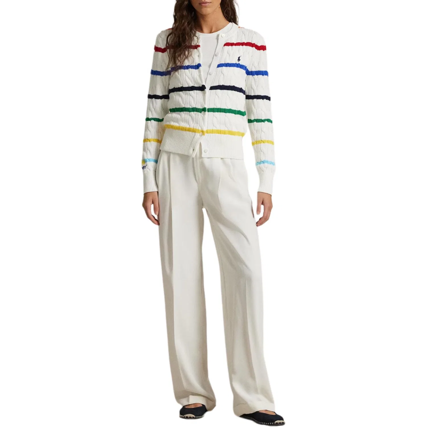Женский свитер Slim Fit Polo Ralph Lauren, Porcelain White Multicolor — фото 2