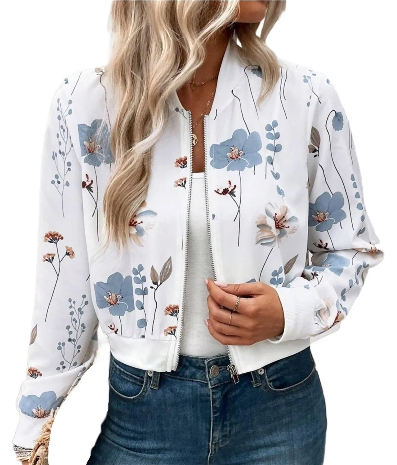 Женская куртка с принтом Baseball Zip, Blue