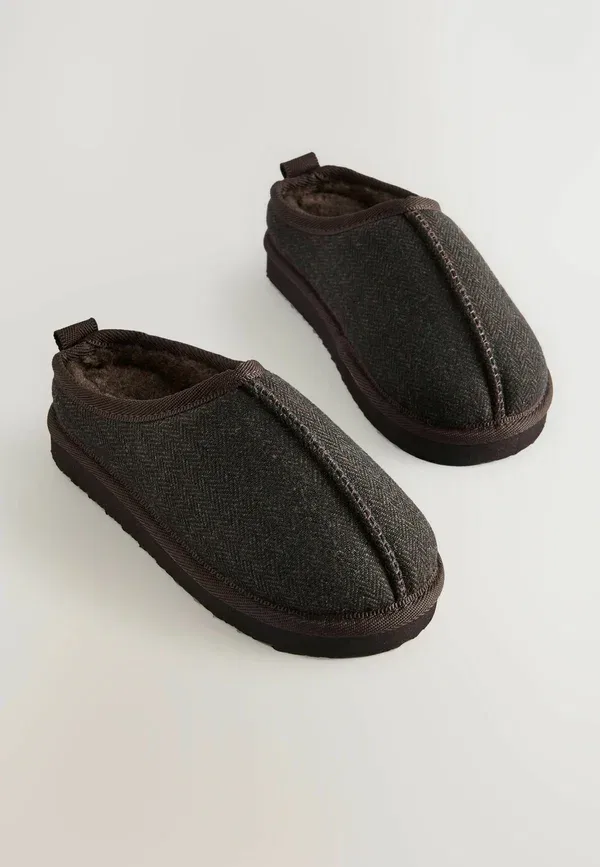 Тапочки с подкладкой cosy mule slippers Next, Chocolate Brown Herringbone, коричневый/шоколадный — фото 2