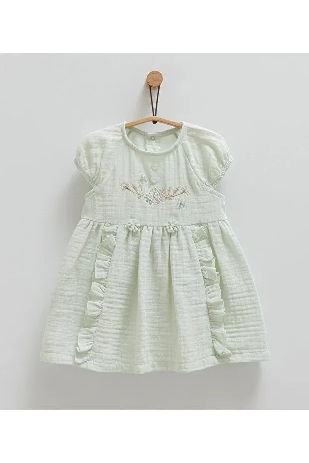 Детское платье для девочек хлопковое Bebenova Caramell, Green