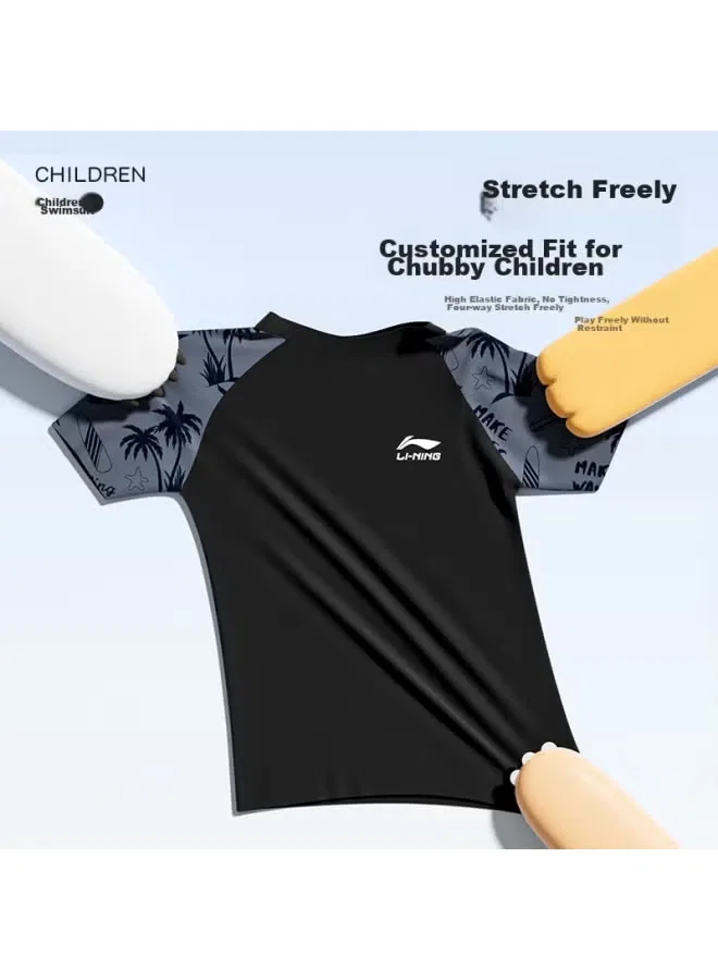 Плавки детские для мальчиков с длинным рукавом комплект 8821 Li-Ning, черный — фото 4