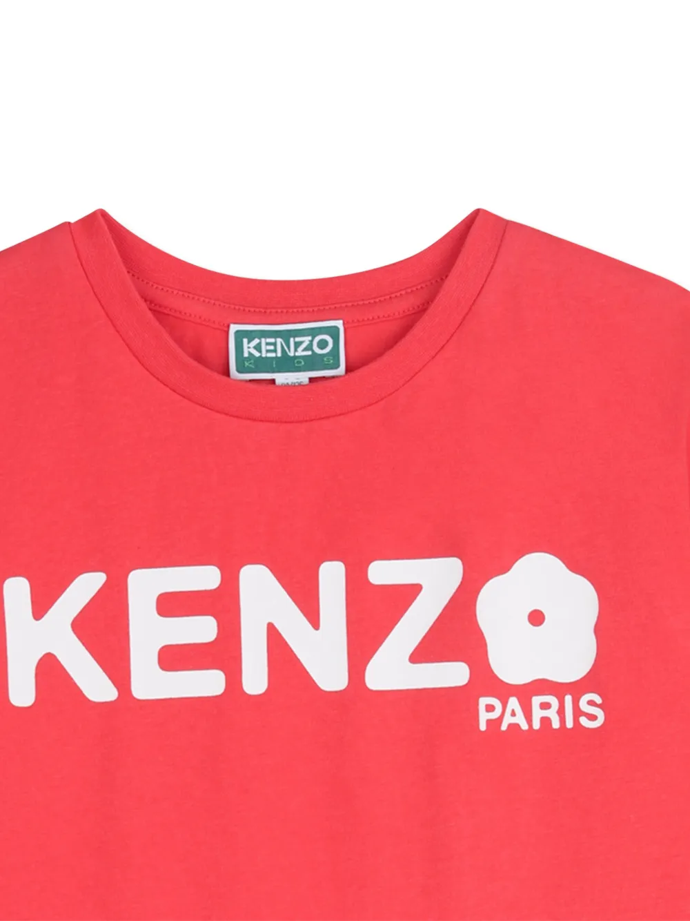 Платье с цветочной аппликацией и логотипом Kenzo Kids, красный — фото 3