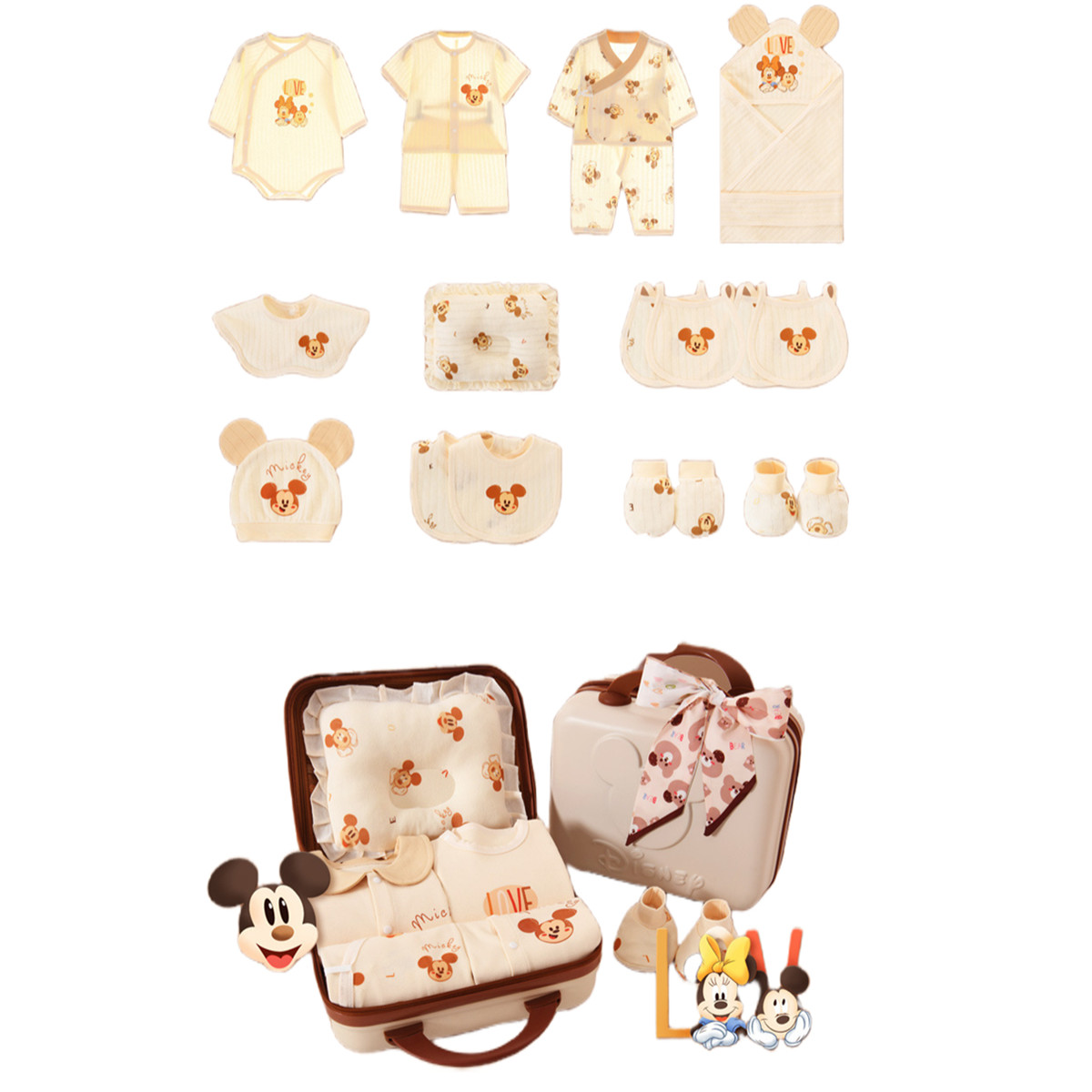 Подарочная коробка для малышей и детей ясельного возраста Disney, [Password Luggage]18-Piece Set Summer Coffee Color — фото 4