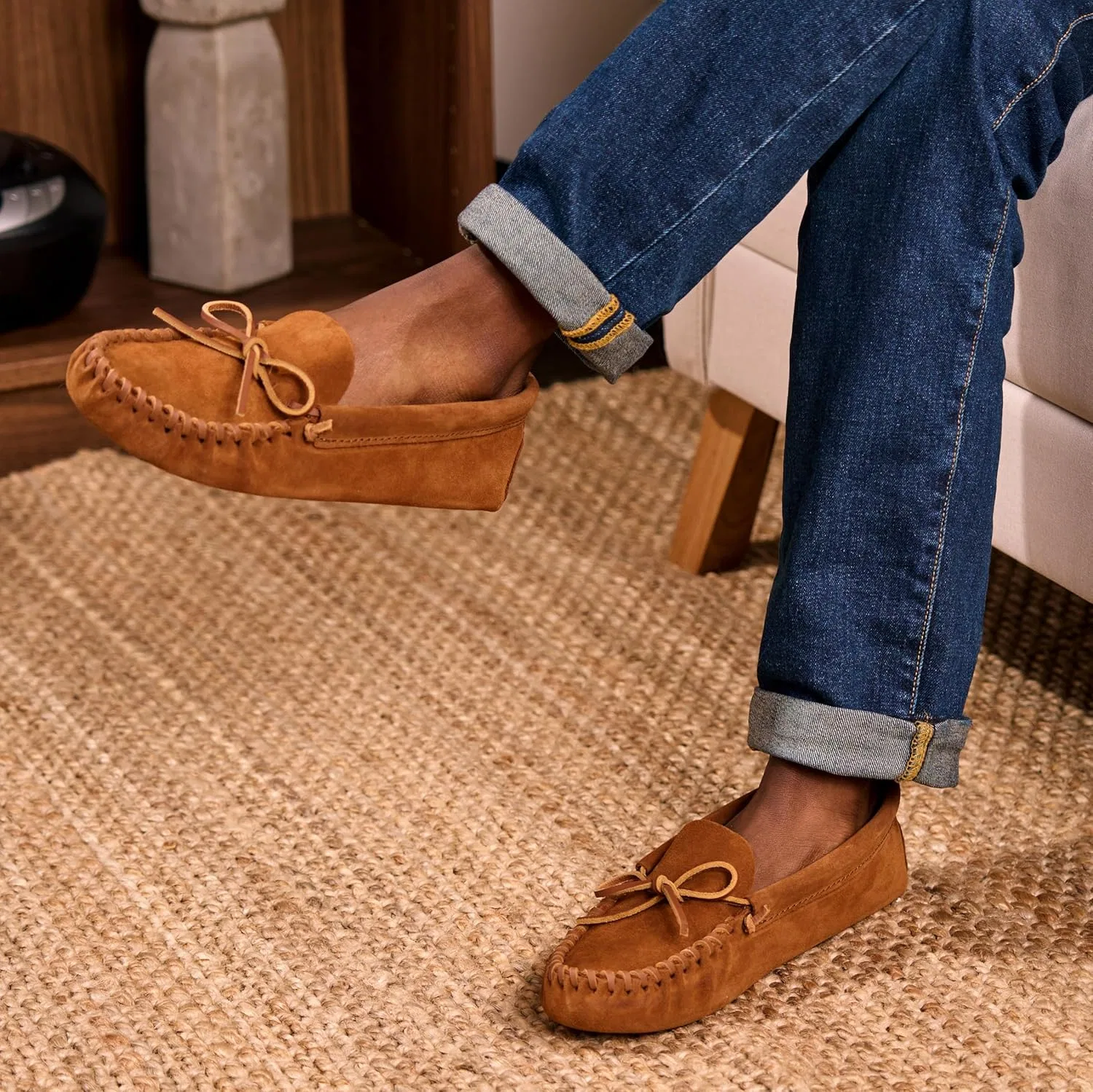 Мокасины мужские из натуральной кожи Minnetonka, коричневый — фото 2
