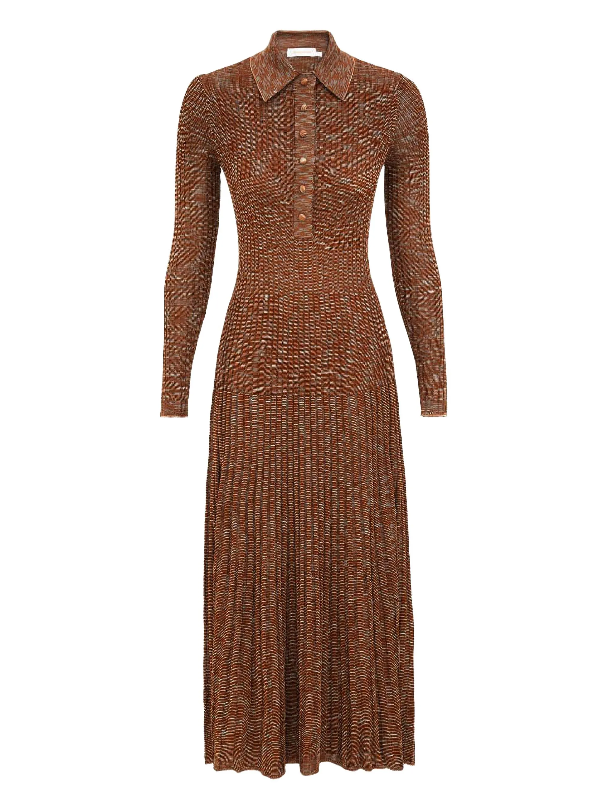 

Миди-платье с мулине и пуговицами Zimmermann, коричневый