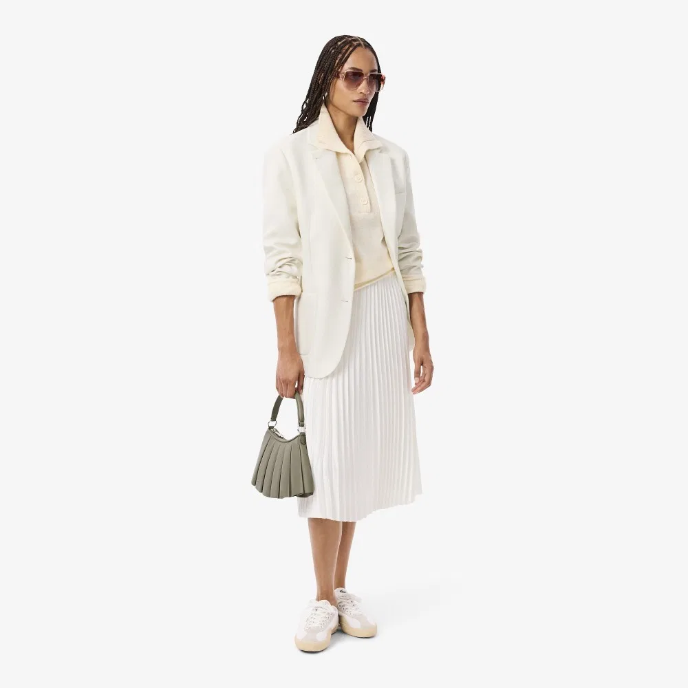 Блейзер женский Lacoste Relaxed Fit, шерстяной твил, кремовый — фото 4