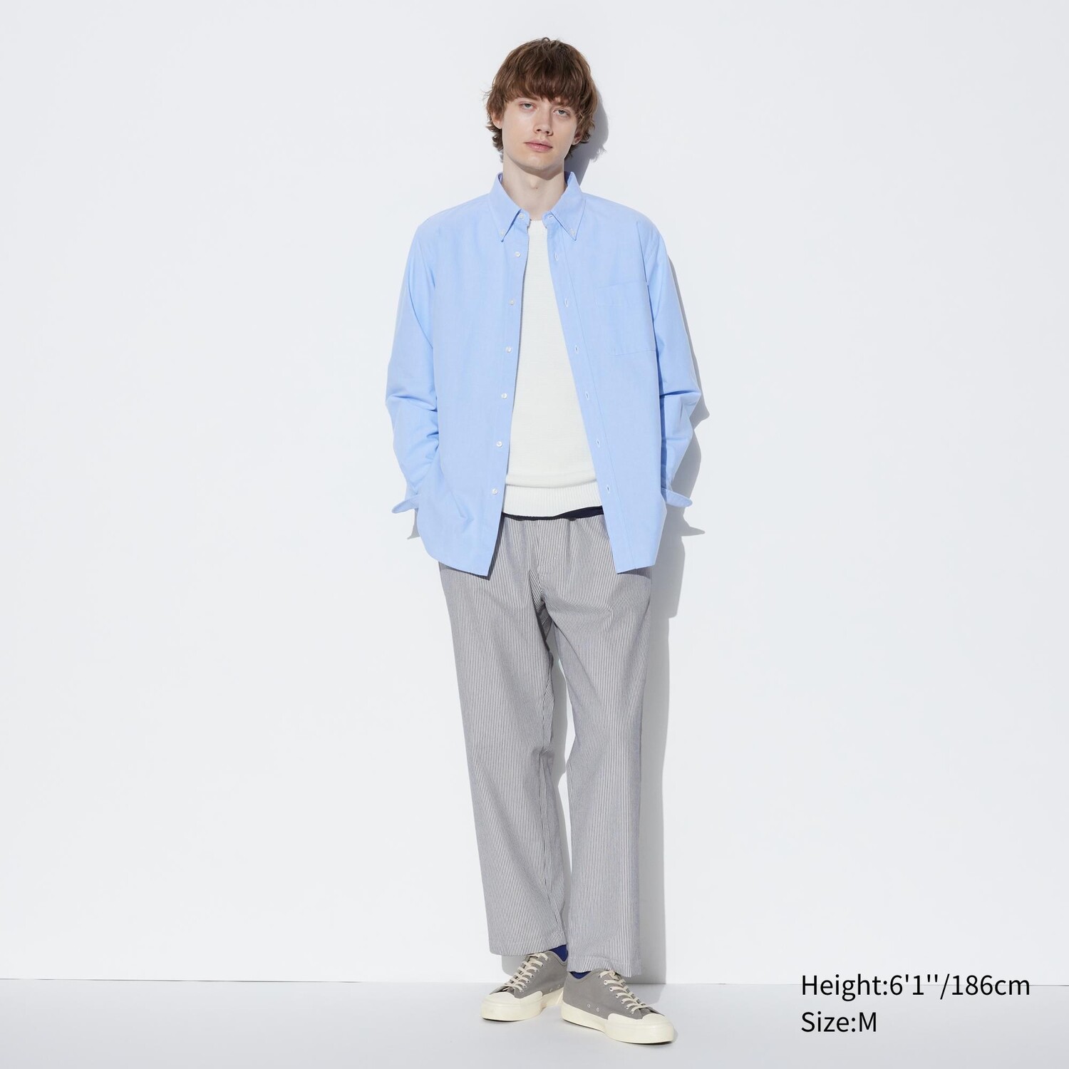 

Удобные полосатые хлопковые брюки UNIQLO, белый