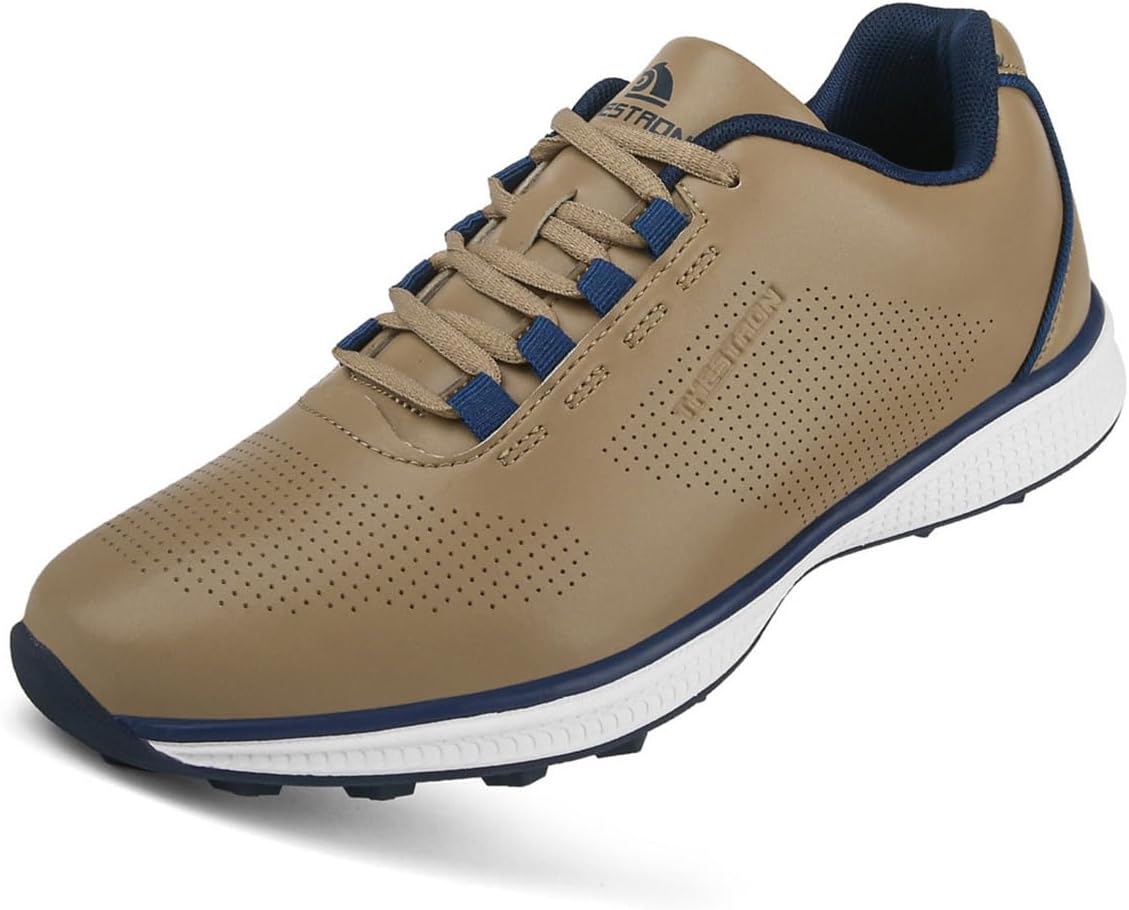 

Мужские водонепроницаемые гольф-кроссовки, легкие для ходьбы, спортивные кеды без шипов, повседневные фитнес-тренеры Omcam, коричневый