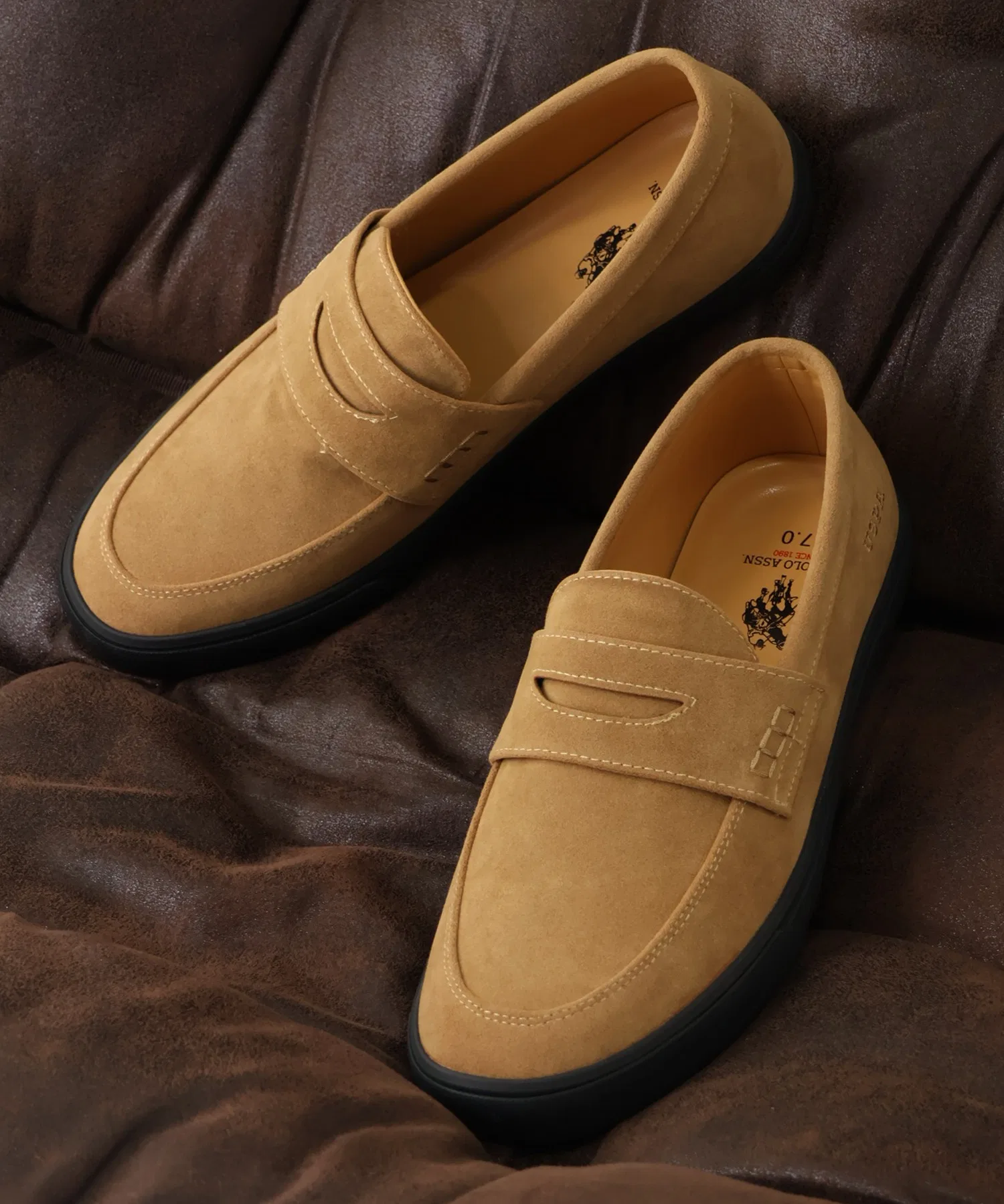 Мужские мокасины U.S. POLO ASSN. с тисненым логотипом из искусственной замши — фото 2
