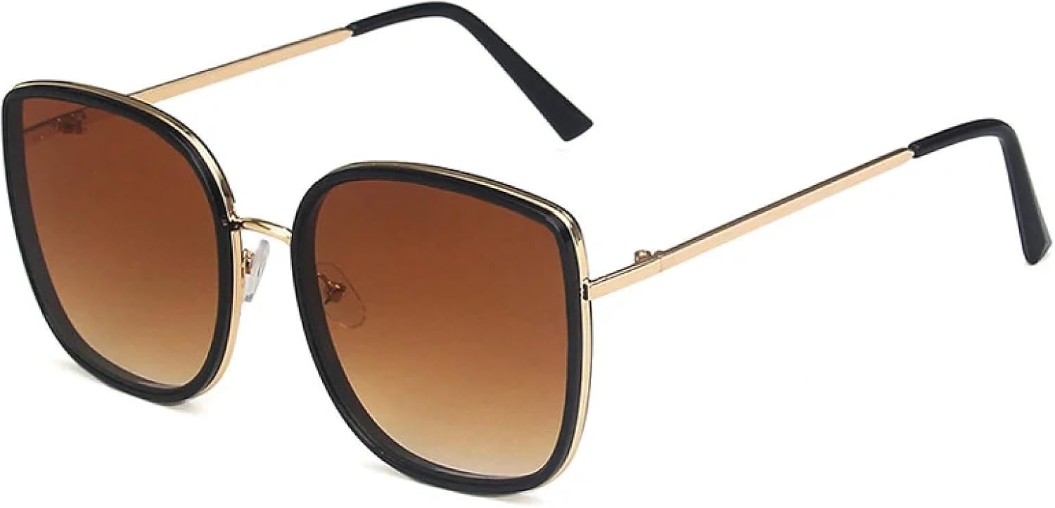 

Винтажные солнцезащитные очки большого размера для женщин, модные солнцезащитные очки в металлической оправе, ретро-очки для женщин с защитой от УФ-излучения UV400 TKKTLLT, Gold Gradient Tea