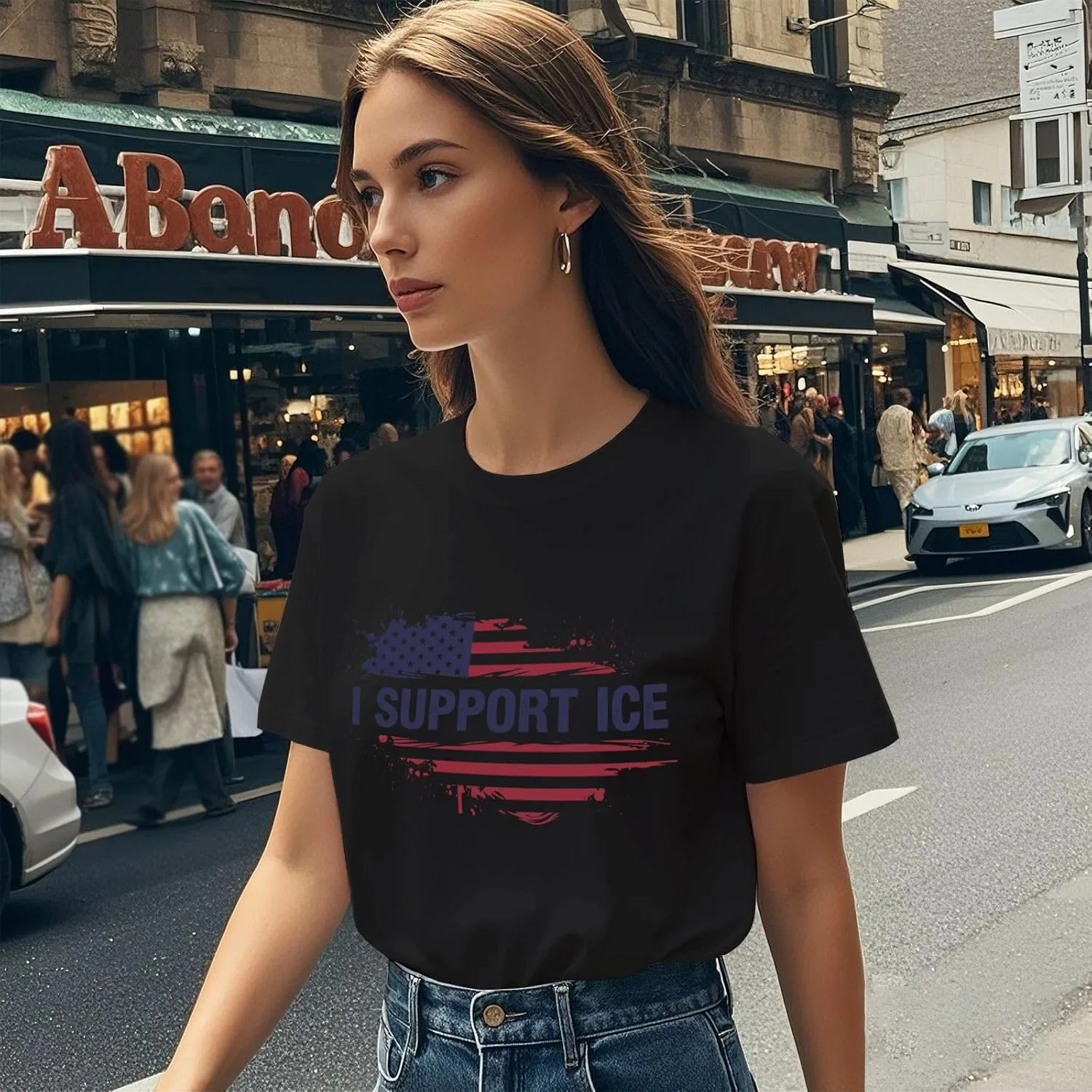 Футболка I Support ICES женская повседневная Generic, черный — фото 3