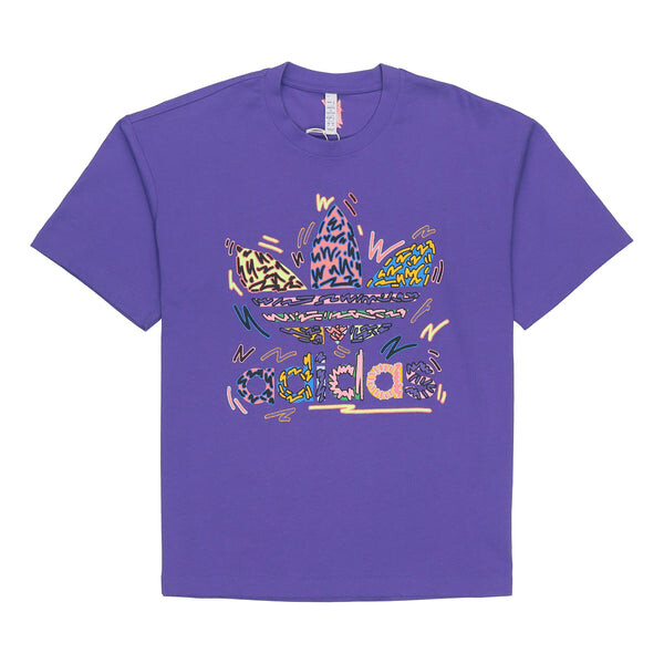

Футболка adidas originals Large Logo Alphabet Round Neck Casual Sports Short Sleeve Couple Style Purple, фиолетовый