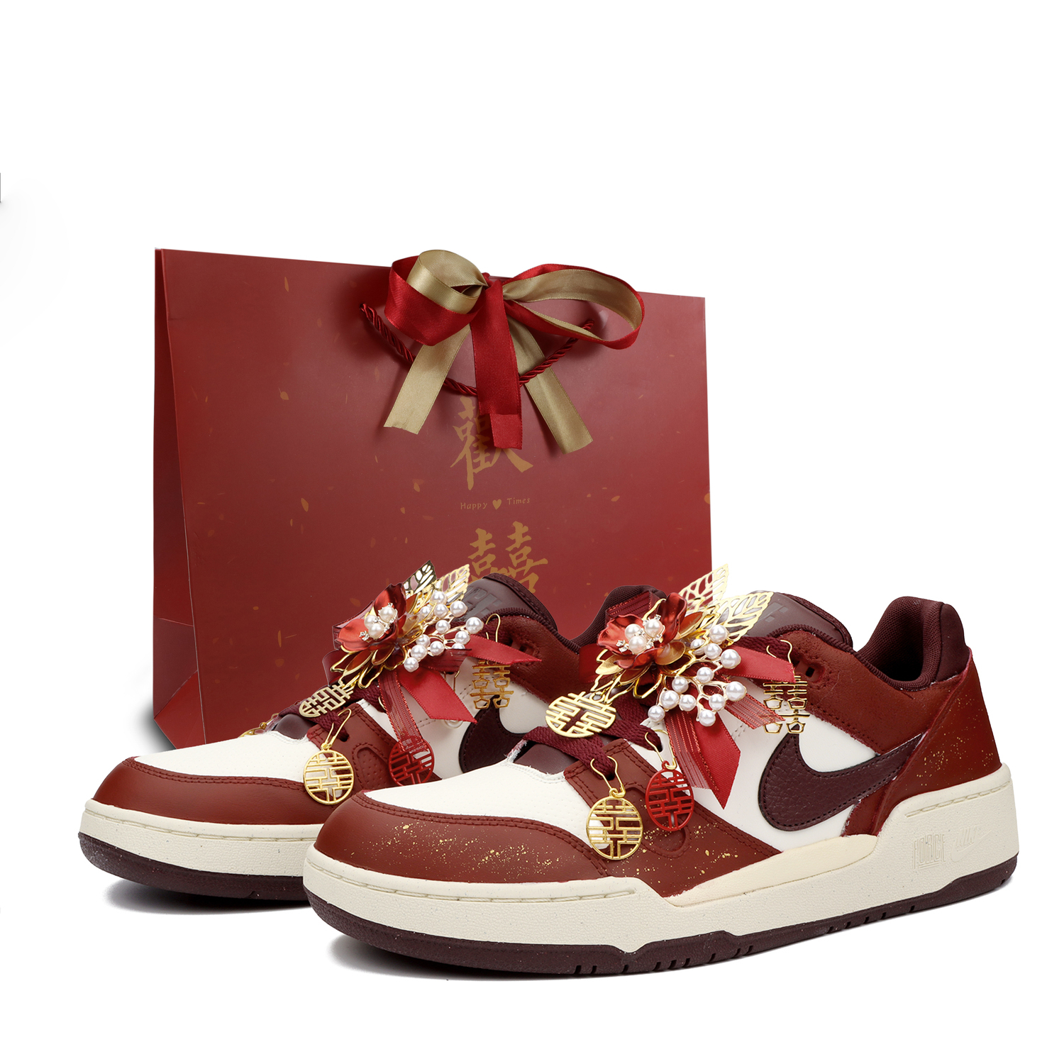 

Nike Full Force Love And Grow Together For A Century Высокие Низкие Кроссовки для скейтборда Мужские Бордовые