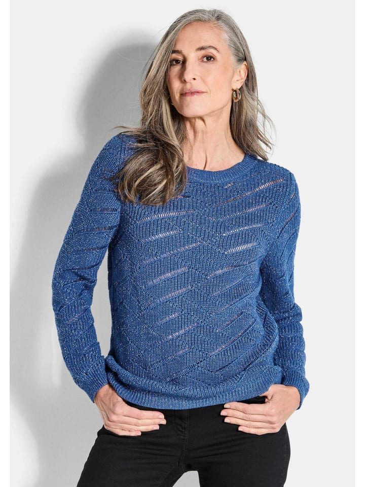 

Короткий размер: Вязаный свитер Элегантный трикотаж с длинными рукавами и блеском королевского синего цвета. GOLDNER