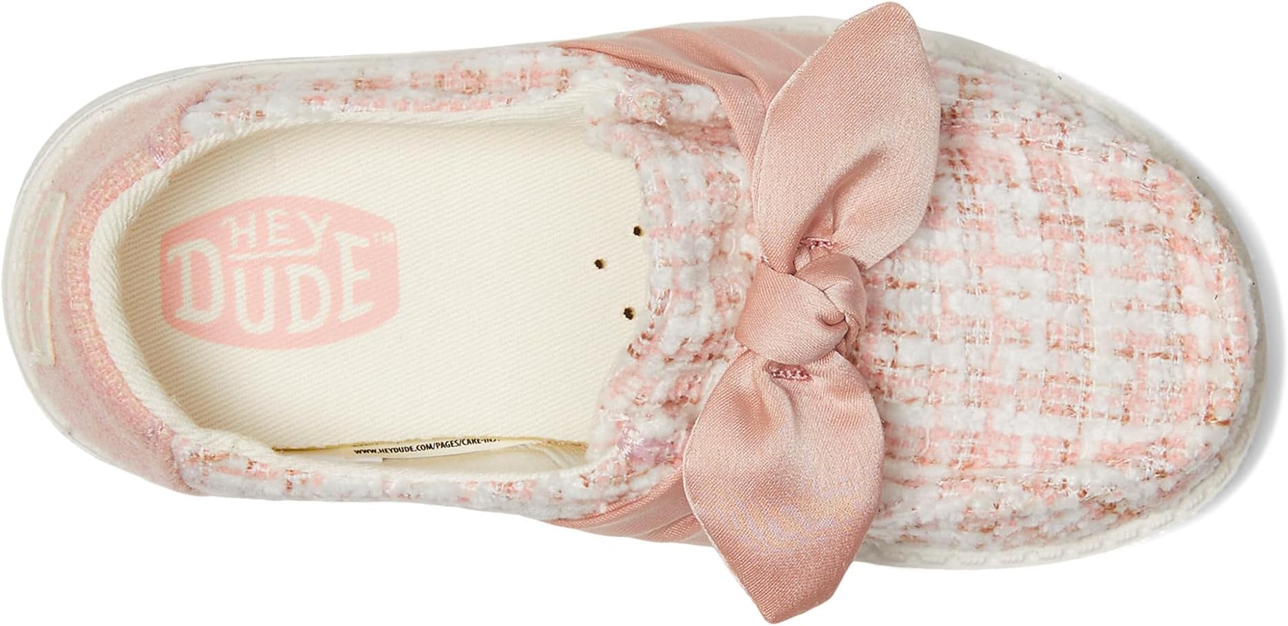Лоферы Hey Dude Kids Women's Wendy Bow Tweed, Pale Pink — фото 2