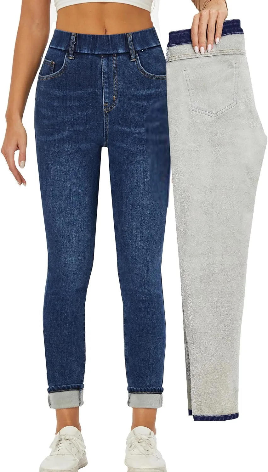 

Женские джинсы Heipeiwa с флисовой подкладкой, утепленные, эластичные