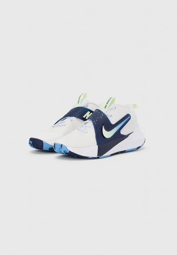 Баскетбольные кроссовки team hustle унисекс Nike Performance, Summit White/Volt Tint/Midnight Navy/University Blue — фото 2