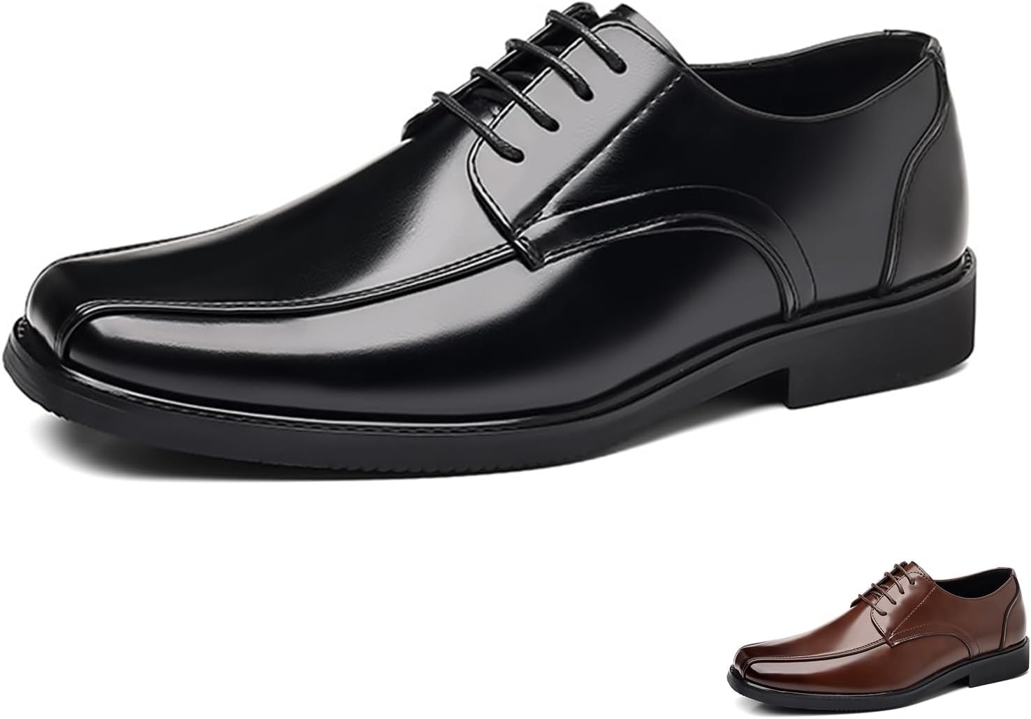 

Мужские кожаные туфли OXNEUHG с квадратным носком, классические дерби на шнуровке, низкие, стильные, для повседневной носки, бизнеса, офиса, свадьбы и официальных мероприятий, черный