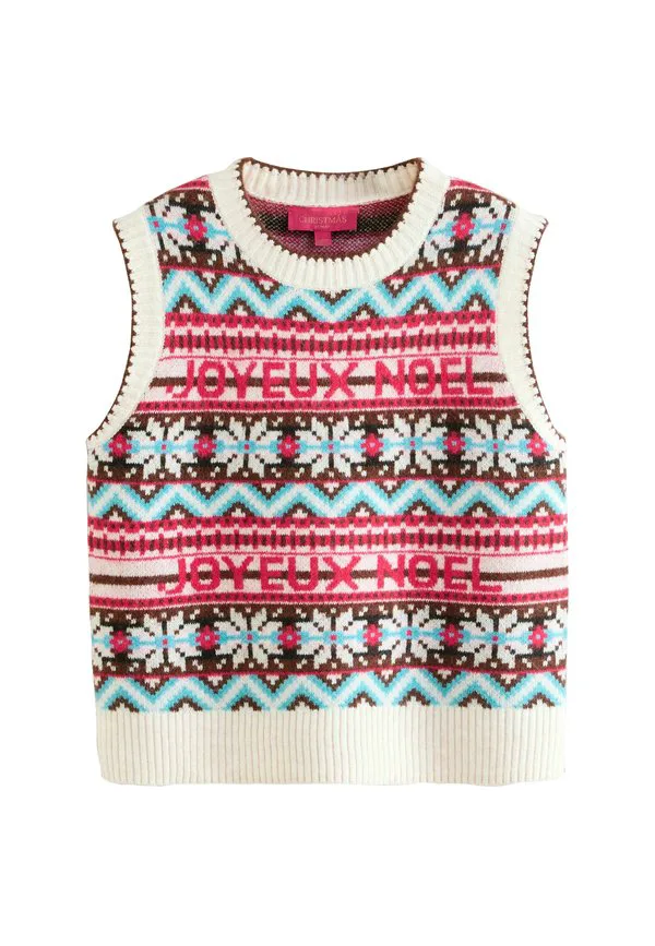 Вершина Next, Red Blue Multi Fairisle Joyeux Noel Tank