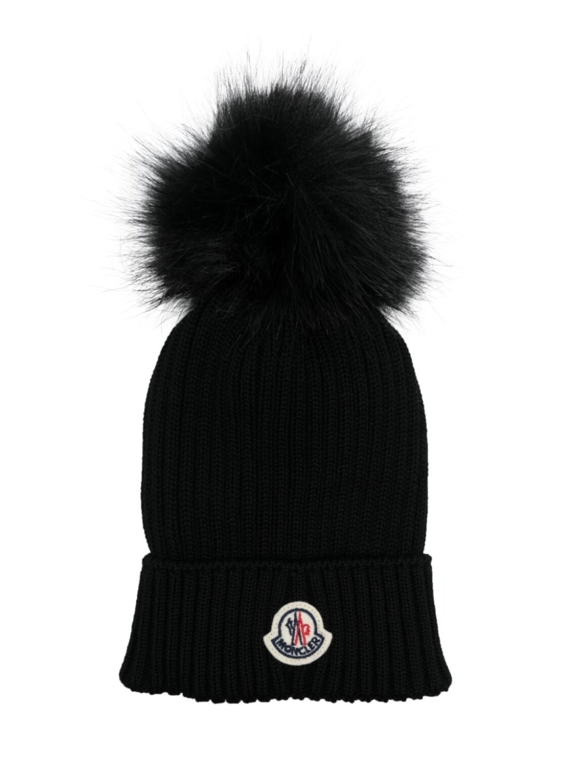 

Moncler Enfant шерстяная шапка бини в рубчик, черный