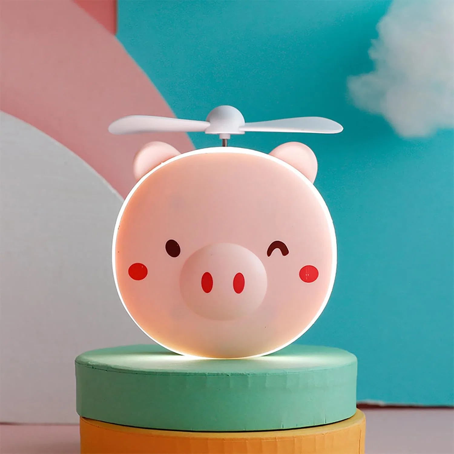 Косметическое зеркало с подсветкой и вентилятором, Miaoyak, USB, 11 x 4.5 см, Single-coloured