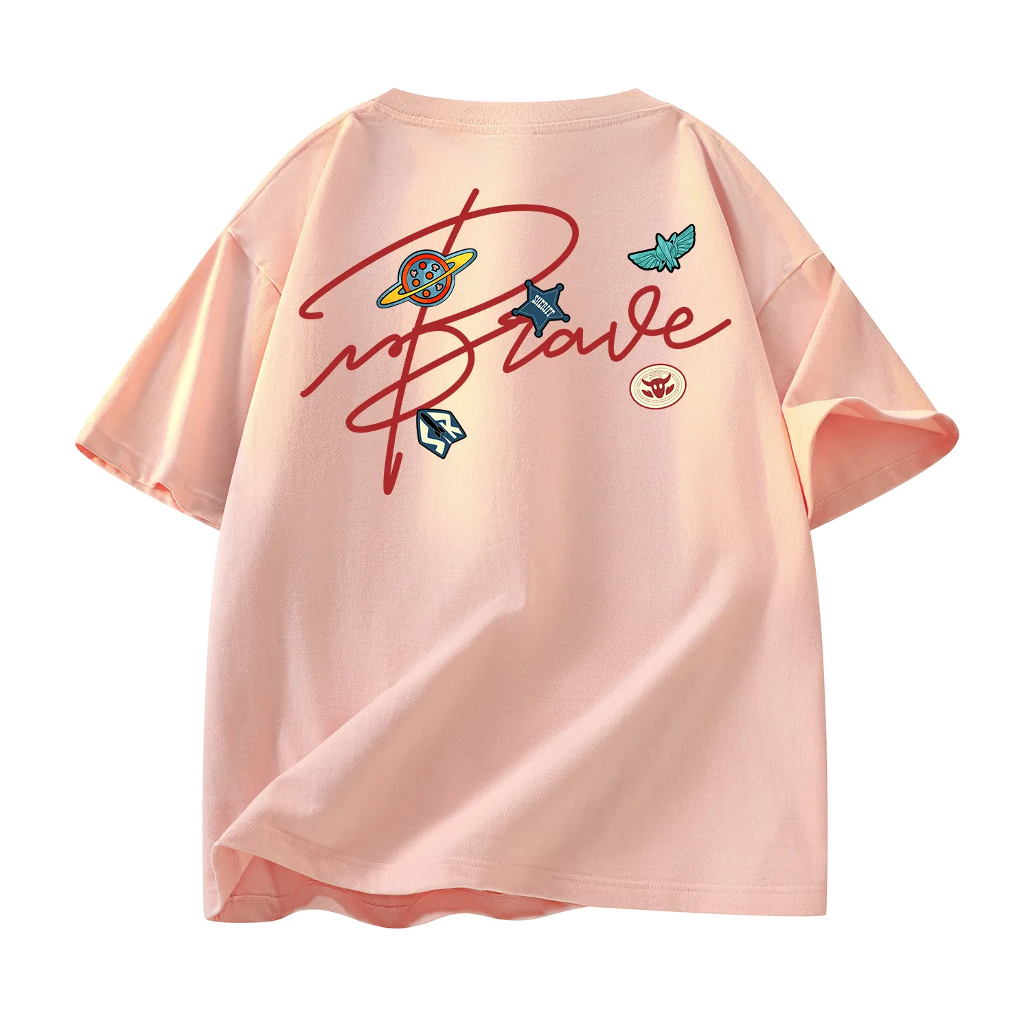 Детская футболка хлопковая Disney Unisex Crew Neck Thin Straight Fit, Pink