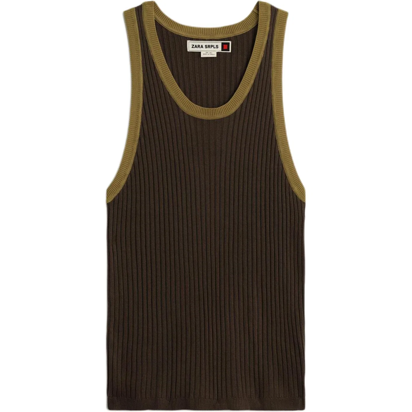 Мужская майка без рукавов с круглым вырезом прямого кроя Brown ZARA, Brown