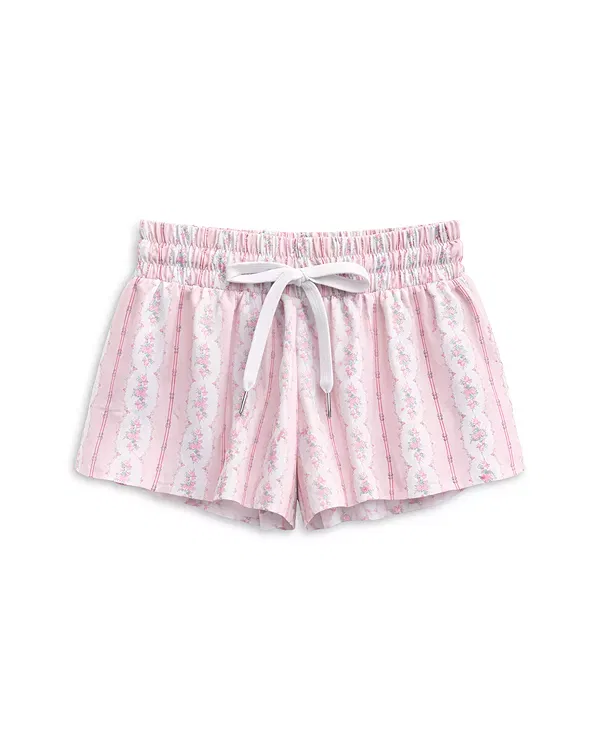 Детские шорты для девочек с завязкой Farrah KatieJ NYC, Baby Pink Cottage Stripe