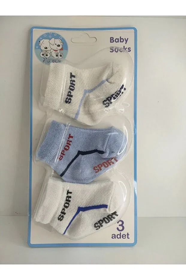 Детские носки для новорожденных с рисунком Akface, White Blue Cream