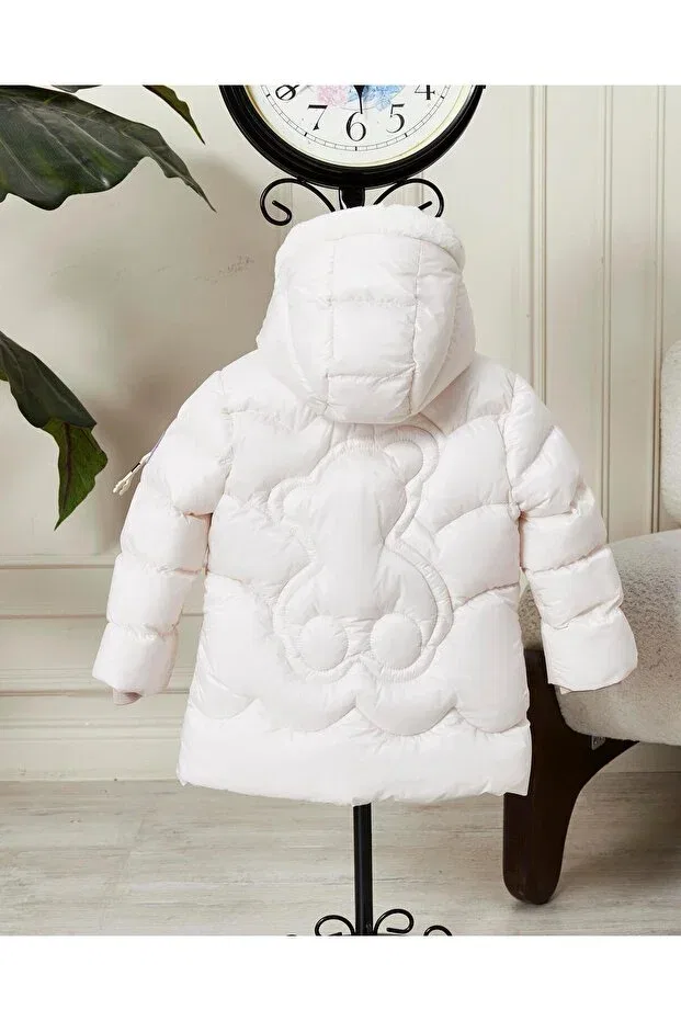 Детское зимнее пальто для девочек с капюшоном Benitto Kids, Nude Color — фото 2