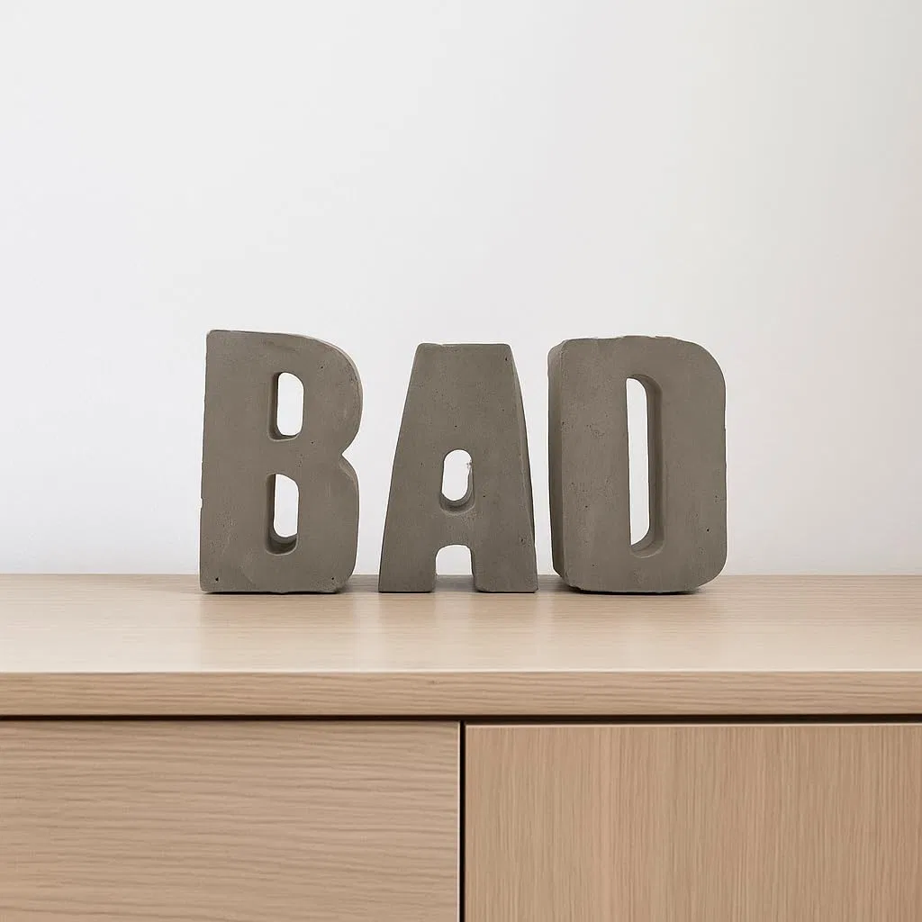 Tub Tea Letters Concrete BAD, 1 шт, Серый Generic — фото 4