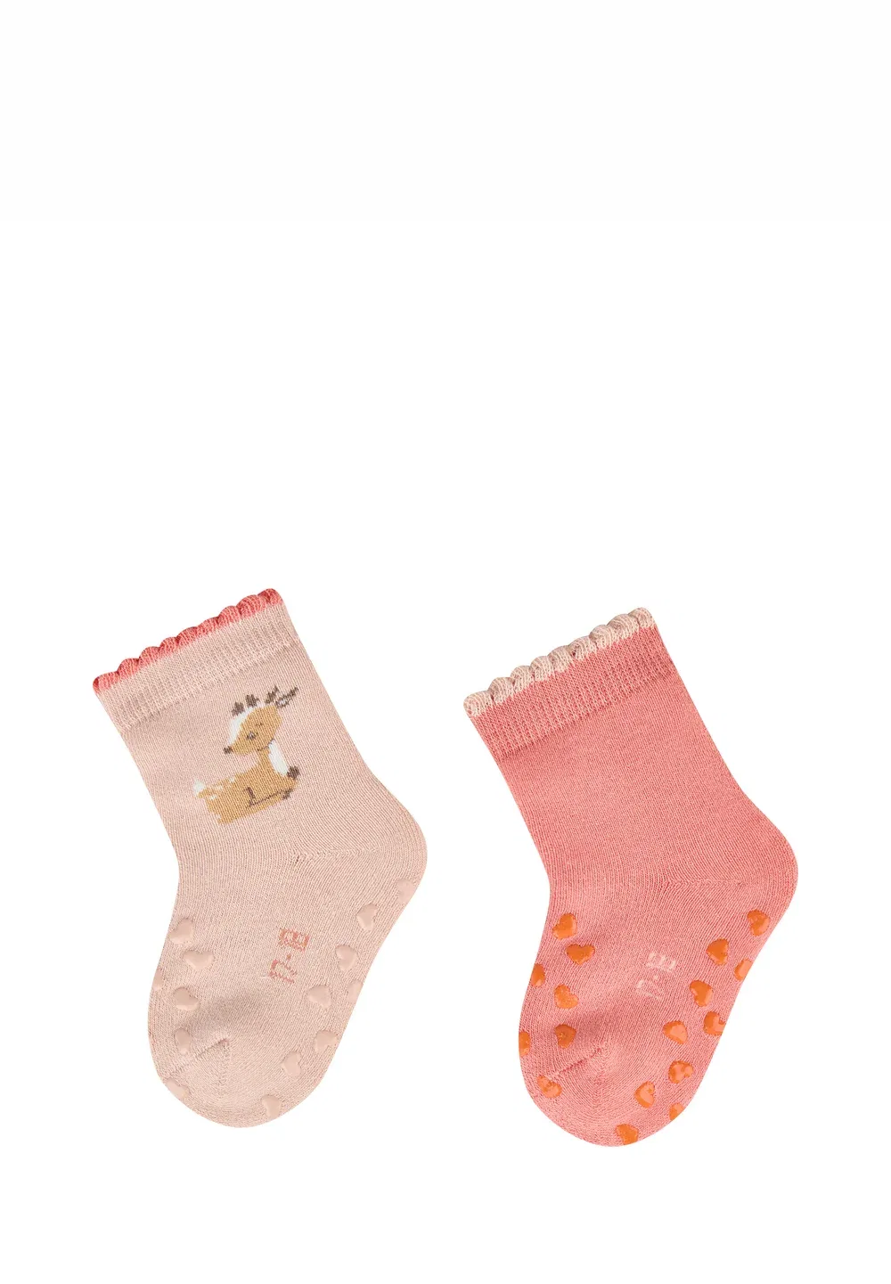Abs krabbelsocken 2er Pack reh und uni mit innenfrottee унисекс - носки Sterntaler, Zartrosa