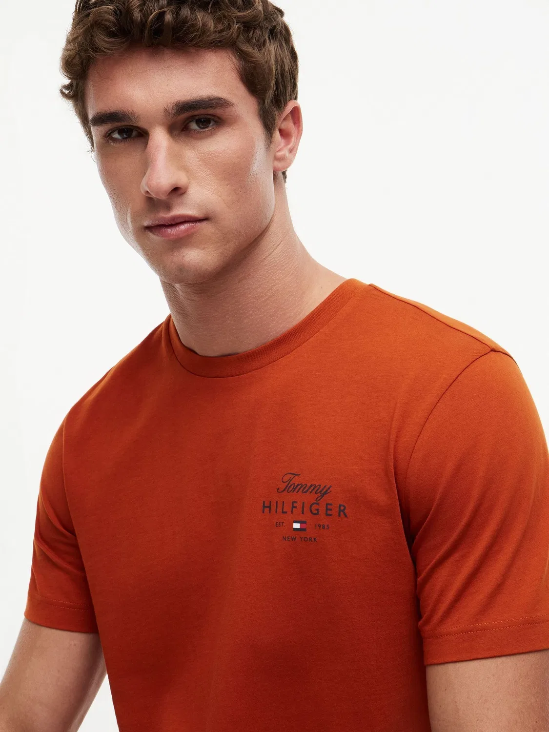 Футболка хлопковая джерси Tommy Hilfiger, оранжевый — фото 4