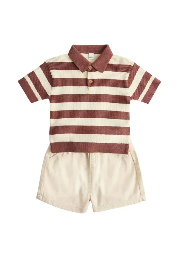 Комплект поло и шорты полосатый Striped set Marks & Spencer, коричневый