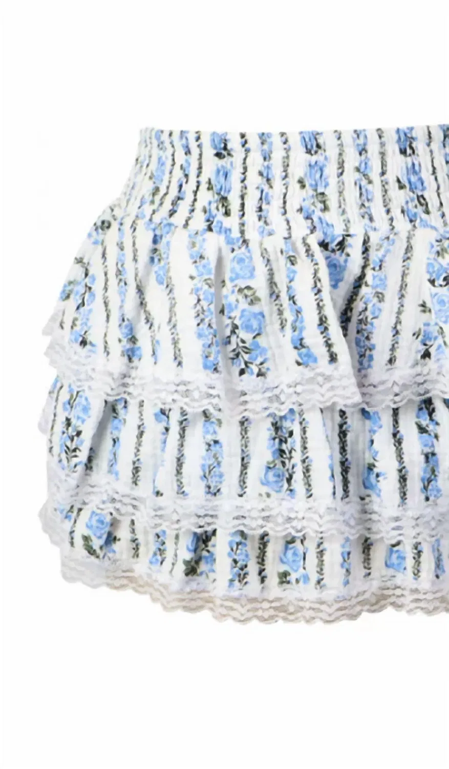 Детская юбка с рюшами и принтом Flowers by Zoe, White Blue Demure — фото 2