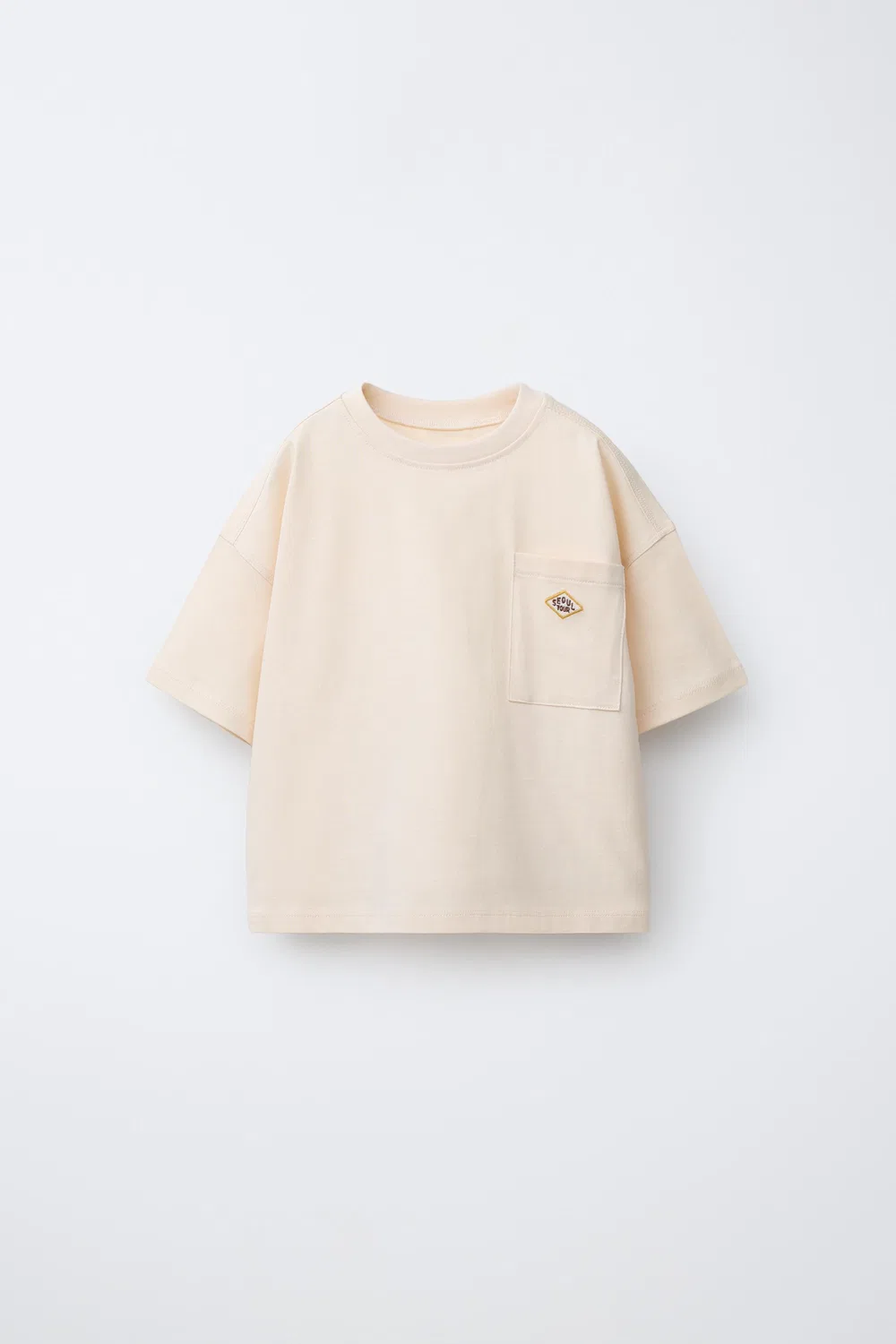 Футболка с накладным карманом ZARA, Beige