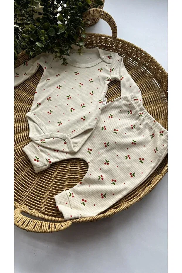 Детский для новорожденных боди с принтом Lovmi baby double set Nayinom, Beige — фото 3