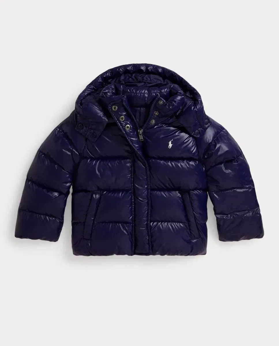 Детское пальто для девочек с капюшоном пуховое Polo Ralph Lauren, Azul Marino