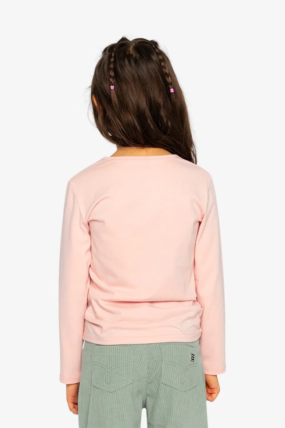 Детская футболка для девочек с длинным рукавом и вышивкой Frosted Strawberry Deux par Deux, Pale Dusty Pink — фото 4
