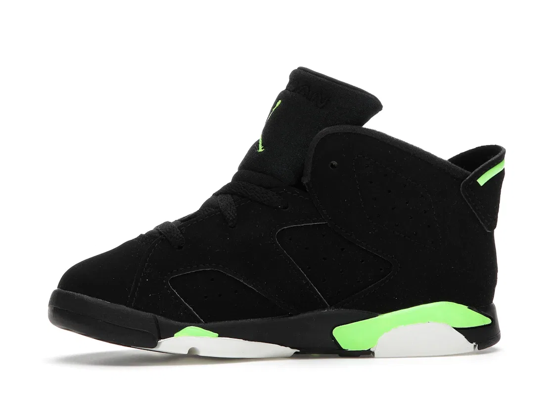 Детские кроссовки с ярким акцентом Jordan 6 Retro Jordan, Black/Electric Green — фото 3