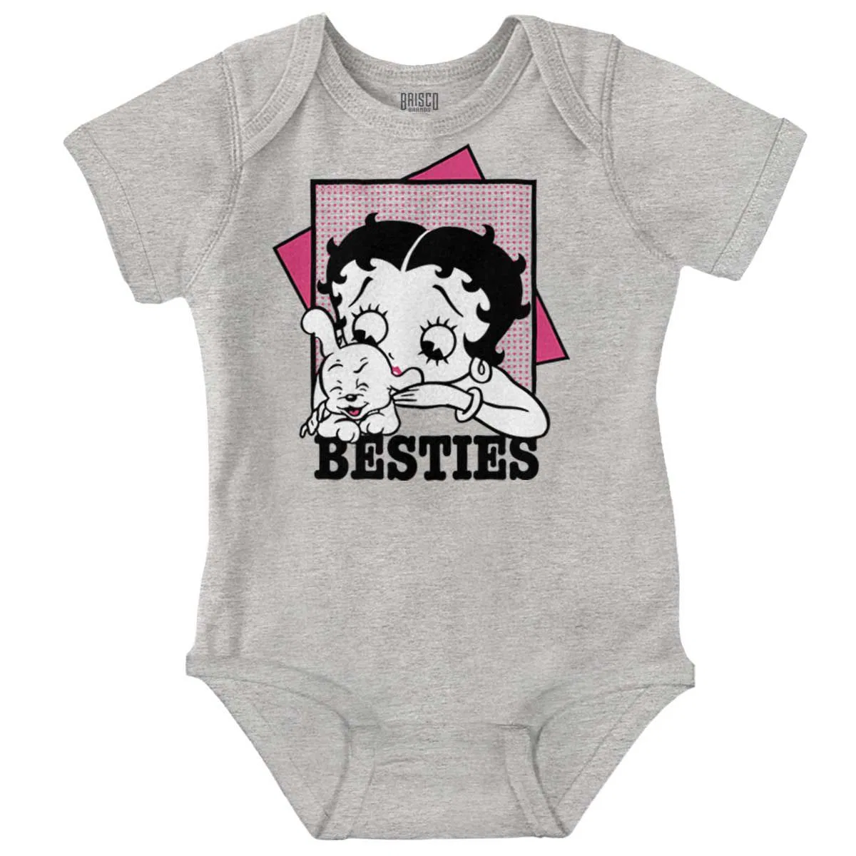 Детское боди для девочек с коротким рукавом Betty Boop Pudgy Besties Dog Lover Brisco Brands, Heather