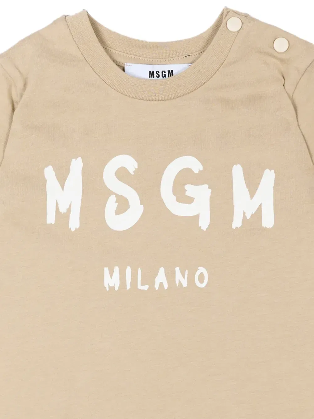 Футболка с логотипом и пуговицами на плече Msgm Kids, бежевый — фото 3