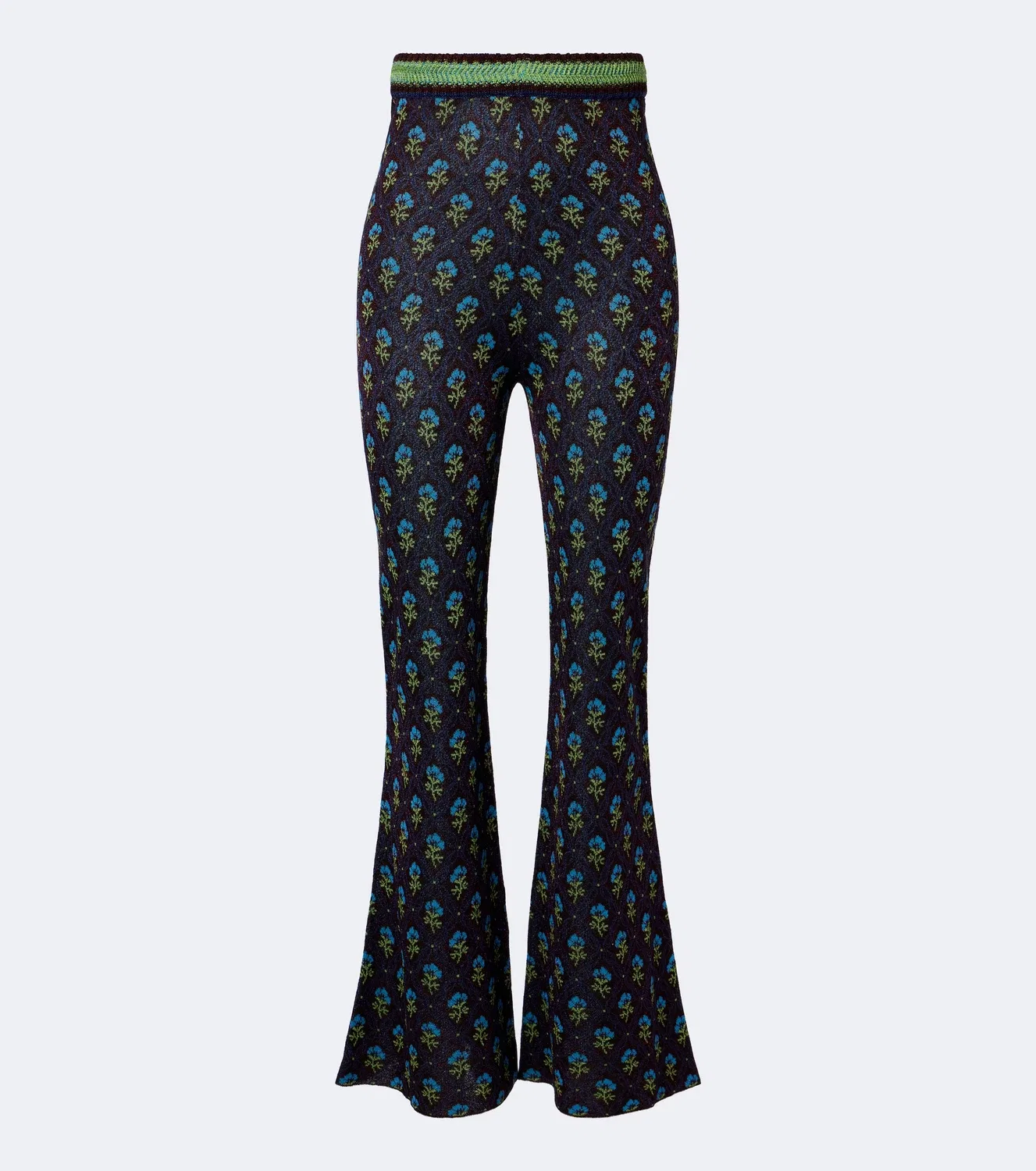 Брюки-клеш с жаккардовым узором Etro, бордовый
